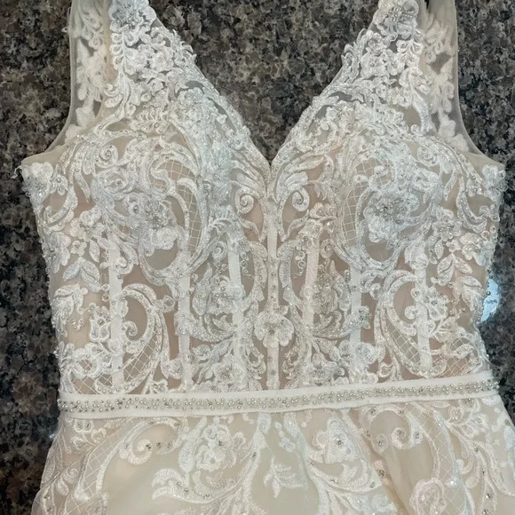 House of Wu Wedding dress.  Ivory/Nude size 12 fits like an 8. - Picture 3 of 12